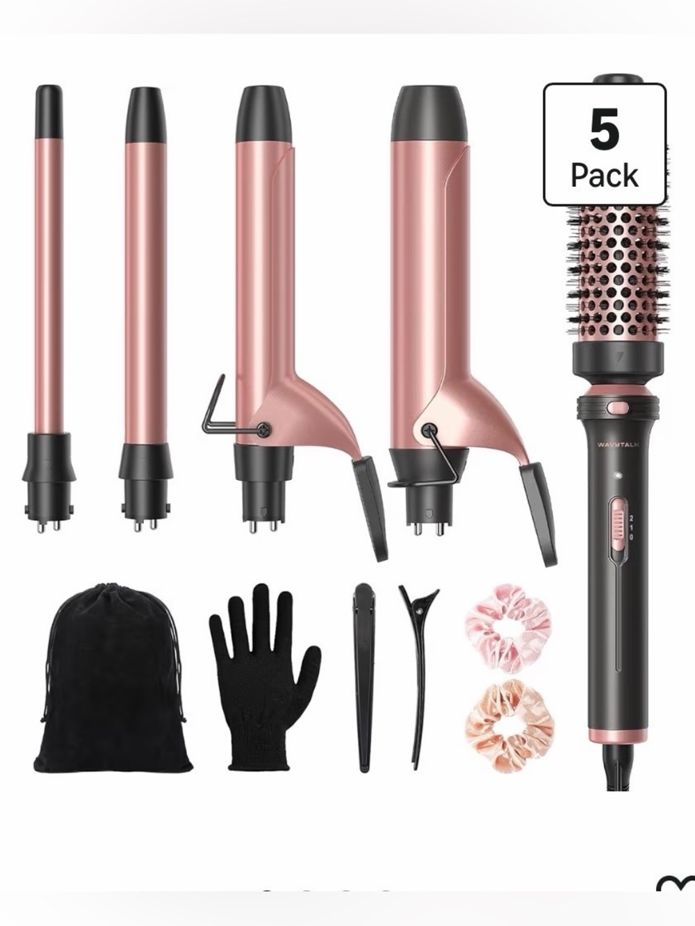 Multi-Curl 4-in-1 Curling Wand Set - Rose Gold/Black
